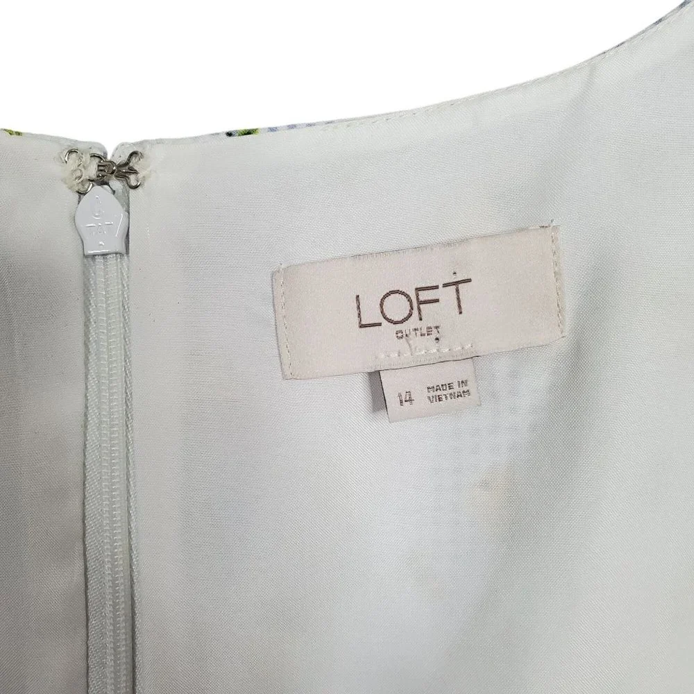 Loft Size 14 Dress Long Gingham Floral Flutter Sleeve Faux Wrap Ruffle Hem Lined - Picture 4 of 15